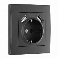 Розетка с заземлением и со шторкой и 2хUSB Arte Milano SET06-1 SET06-1-47-1 black в Нижнем Новгороде