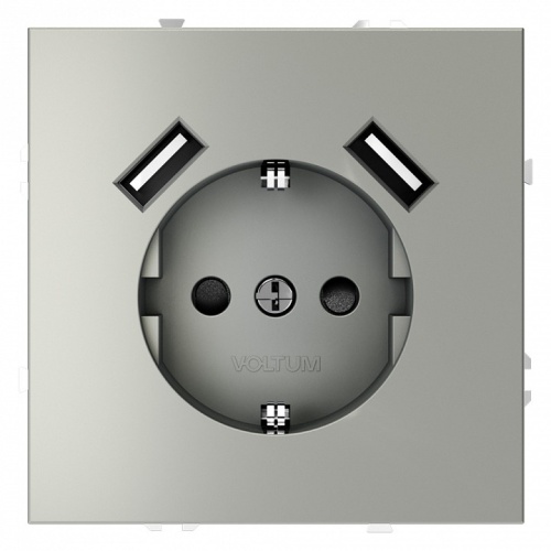 Розетка с заземлением и со шторкой и 2хUSB type A, без рамки Voltum S70 VLS040405 в Нижнем Новгороде фото 5