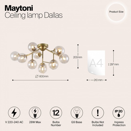 Потолочная люстра Maytoni Dallas MOD545PL-12G в Нижнем Новгороде фото 6