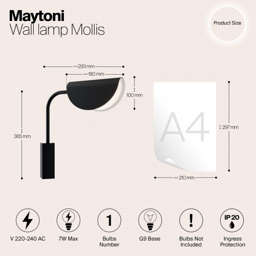 Бра Maytoni Mollis MOD126WL-01B в Сургуте фото 4