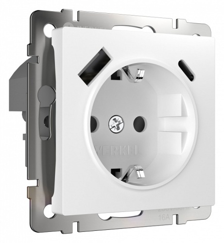 Розетка с заземлением и со шторками и USB, без рамки Werkel белый W1171701 в Нижнем Новгороде