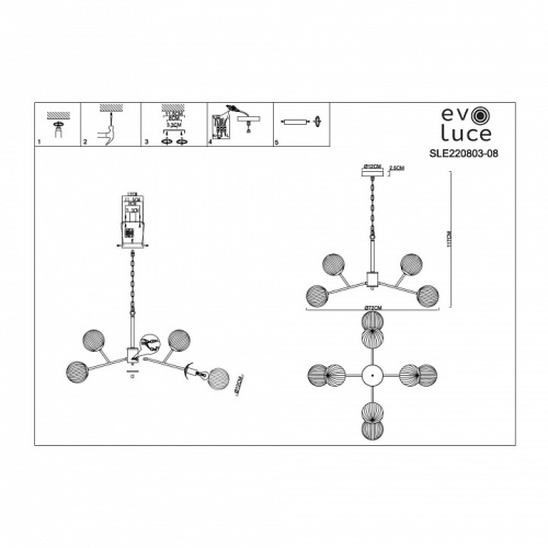 Подвесная люстра EVOLUCE Andria SLE220803-08 в Зеленограде фото 4