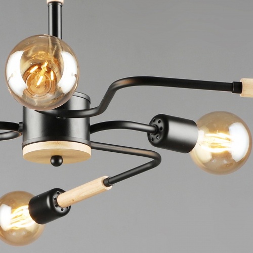 Люстра на штанге 10070 10070-0.3-06 BK+WOOD в Нижнем Новгороде фото 2