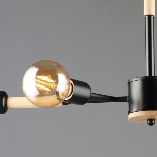 Люстра на штанге 99960 99960-0.3-04 BK+WOOD в Нижнем Новгороде фото 2