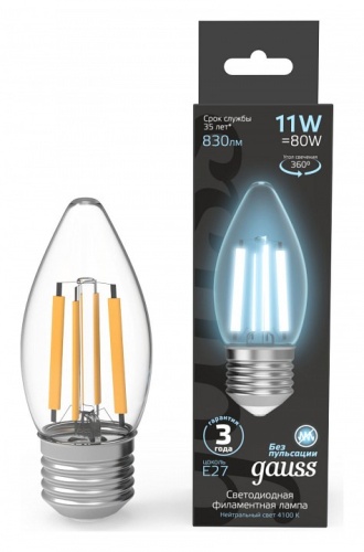 Лампа светодиодная Gauss Filament E27 11Вт 4100K 103802211 в Нижнем Новгороде фото 5