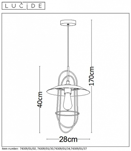 Подвесной светильник Lucide Masson 74309/01/02 в Чебоксарах фото 5