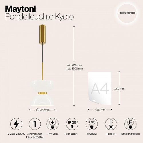 Подвесной светильник Maytoni Kyoto MOD178PL-L11G3K в Ртищево фото 2