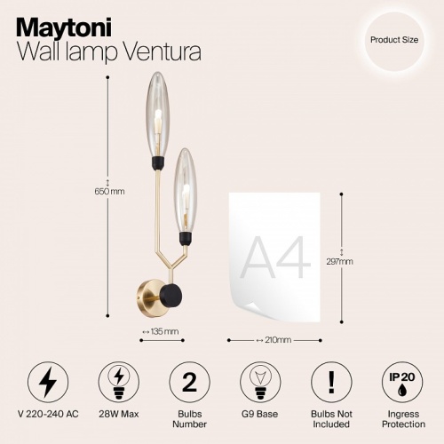 Бра Maytoni Ventura MOD012WL-02G в Советске фото 2