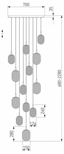 Подвесная люстра Eurosvet Pineapple 50266 дымчатый/прозрачный/янтарный в Нижнем Новгороде фото 5