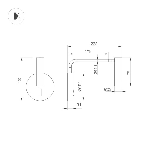 Светильник SP-VERDI-LONG-WALL-3W Warm3000 (BK, 20 deg, 230V) (Arlight, IP20 Металл, 3 года) в Симе фото 2