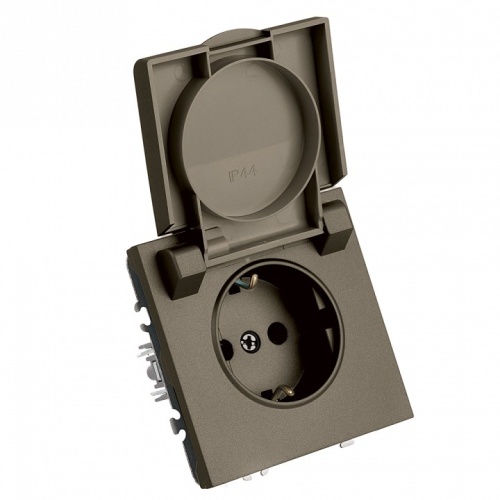 Розетка с заземлением и со шторкой, с крышкой Stekker Эмили 49933 в Нижнем Новгороде фото 4