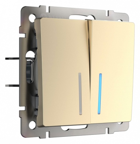 Выключатель проходной двухклавишный с подсветкой без рамки Werkel шампань W1122111 в Нижнем Новгороде