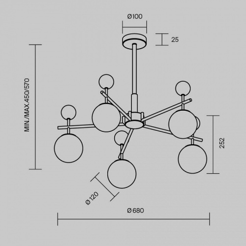 Люстра на штанге Maytoni Museo MOD436PL-05BS в Нижнем Новгороде фото 4