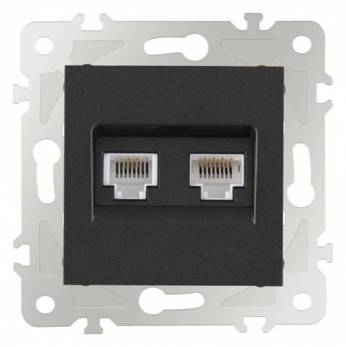 Розетка двойная RJ-11 и Ethernet RJ-45, без рамки Arte Milano am-203 203.44-1.black в Нижнем Новгороде