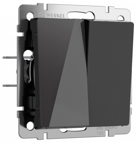 Выключатель двухклавишный без рамки Werkel черный акрил W1120048 в Нижнем Новгороде