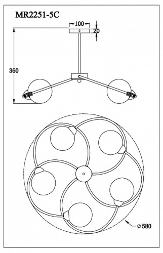 Люстра на штанге MyFar Leticia MR2251-5C в Нижнем Новгороде фото 5