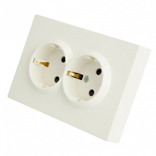 Розетка двойная с заземлением и со шторкой Stekker Эмили 49882 в Нижнем Новгороде фото 4