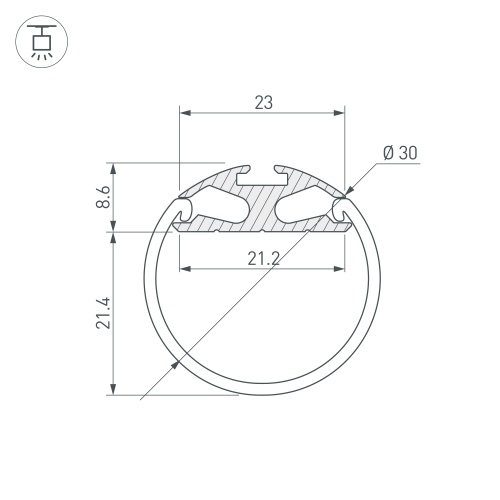 Профиль ROUND-D30-2000 ANOD (Arlight, Алюминий) в Иланском фото 5