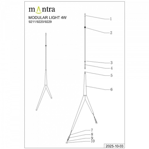 Подвесная люстра Mantra Arrecife 9362+9211 (5L) в Нижнем Новгороде фото 3