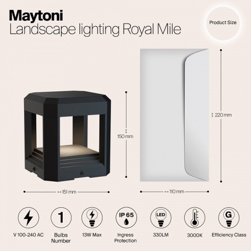 Наземный низкий светильник Maytoni Royal Mile O019FL-L13GR3K в Соколе фото 3