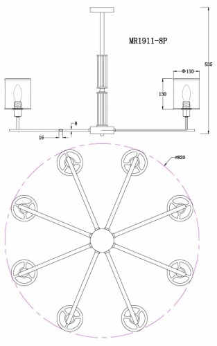 Люстра на штанге MyFar Alen MR1911-8P в Нижнем Новгороде фото 4