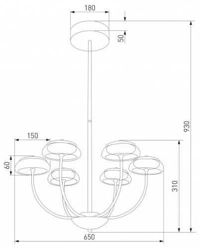 Люстра на штанге Eurosvet Fungo 50388 LED черный в Нижнем Новгороде фото 5