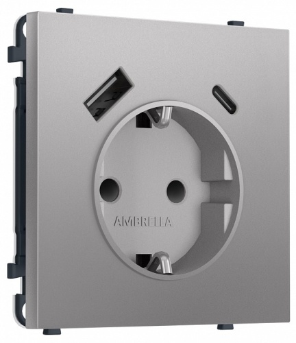 Розетка с заземлением и со шторкой и 2хUSB type A и C, без рамки Ambrella Volt MS MS510010 в Нижнем Новгороде