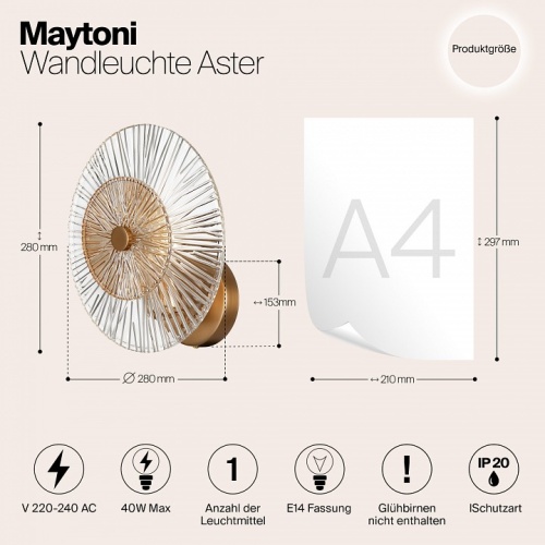 Накладной светильник Maytoni Aster MOD007WL-01G в Нижнем Новгороде фото 5