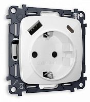 Розетка с заземлением и 2хUSB type A и C, без рамки Ambrella Volt OMEGA MO110010 в Нижнем Новгороде