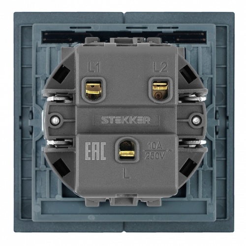 Выключатель двухклавишный с подсветкой без рамки Stekker Мия 50446 в Нижнем Новгороде фото 5