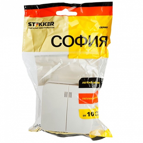 Выключатель двухклавишный с подсветкой Stekker София 49290 в Нижнем Новгороде фото 2