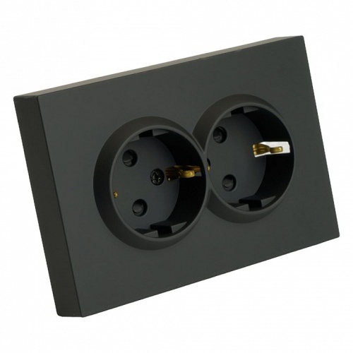 Розетка двойная с заземлением и со шторкой Stekker Эмили 49856 в Нижнем Новгороде фото 8