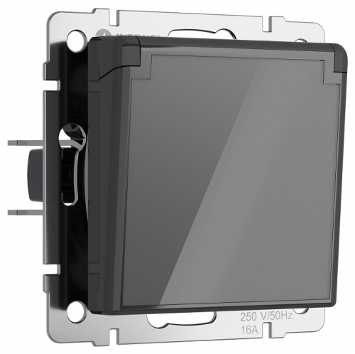 Розетка влагозащищенная с заземлением и со шторками, без рамки с крышкой Werkel графит акрил W1171244 в Нижнем Новгороде