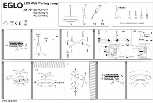 Накладной светильник Eglo Fueva 1 97279 в Нижнем Новгороде фото 2