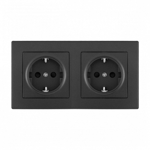 Розетка с заземлением и со шторкой Arte Milano SET06-2 SET06-2-40-1x2 black в Нижнем Новгороде