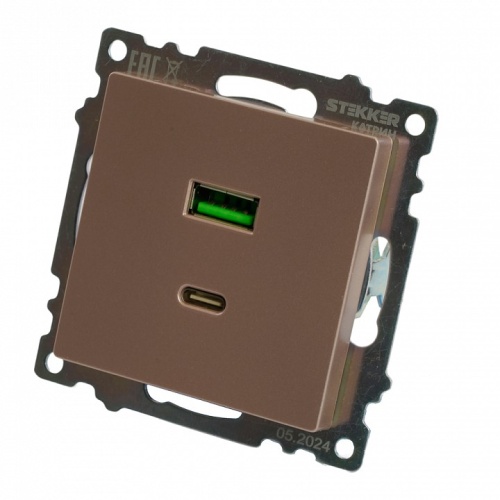 Розетка 2хUSB type A и C без рамки Stekker Катрин 50056 в Нижнем Новгороде фото 8
