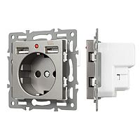 Механизм розетки с USB зарядкой SCT-MUAA-PL-GR (250V, 16A) (Arlight, -) в Орлове