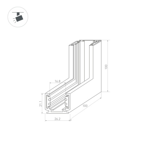 Коннектор угловой MAG-ORIENT-CON-2620-L90-INT (BK, внутренний) (Arlight, IP20 Металл, 3 года) в Ермолино