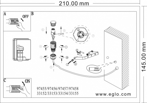 Светильник на штанге Eglo Faedo 3 97456 в Качканаре фото 2