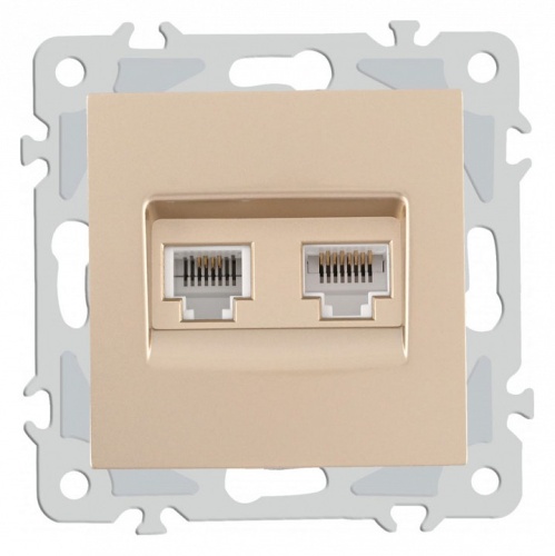 Розетка двойная RJ-11 и Ethernet RJ-45, без рамки Arte Milano am-206 206.44-1.shampan в Нижнем Новгороде