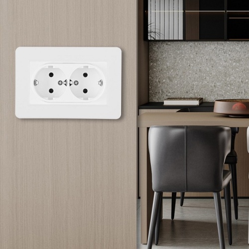 Розетка двойная с заземлением и со шторкой Arte Milano SET16-2 SET16-double-40-2 white в Нижнем Новгороде фото 2