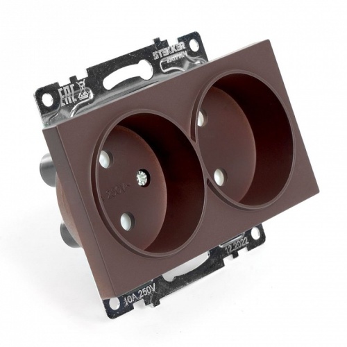 Розетка двойная без заземления и со шторкой, без рамки Stekker Катрин 49026 в Нижнем Новгороде фото 6