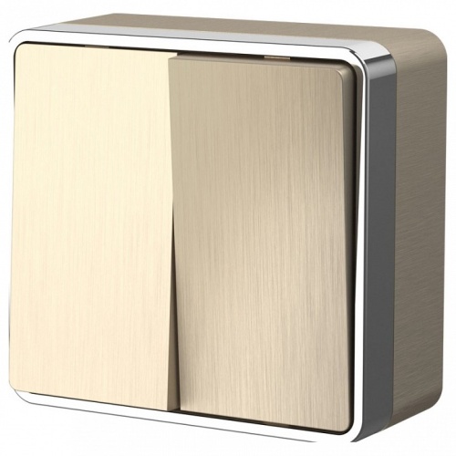 Выключатель двухклавишный Werkel Gallant (шампань рифленый) W5020010 в Нижнем Новгороде