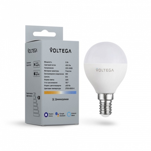 Лампа светодиодная с управлением через Wi-Fi Voltega Wi-Fi bulbs E14 5Вт 2700-6500K 2428 в Белово фото 5