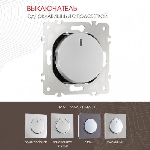 Выключатель одноклавишный с подсветкой без рамки Arte Milano 202 202.31-1.silver в Нижнем Новгороде фото 7