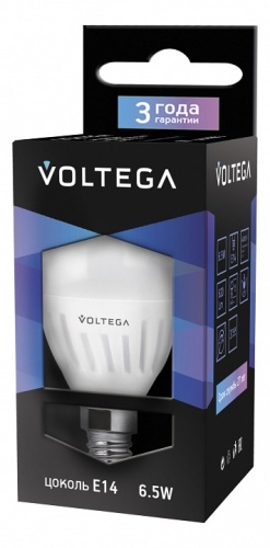 Лампа светодиодная Voltega Ceramics E14 6.5Вт 4000K 4693 в Белово фото 2