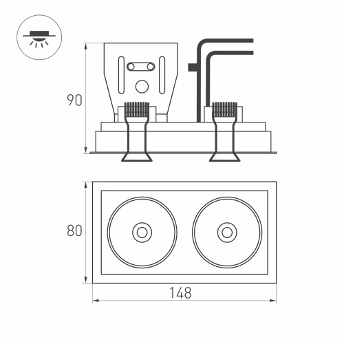 Светильник CL-SIMPLE-S148x80-2x9W Warm3000 (BK, 45 deg) (Arlight, IP20 Металл, 3 года) в Великом Устюге фото 2