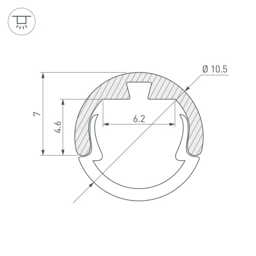 Профиль ROUND-D10.5-2000 ANOD (Arlight, Алюминий) в Арзамасе