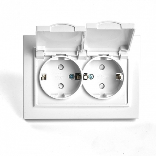 Розетка двойная с заземлением и со шторками, с крышкой Stekker Эрна 49139 в Нижнем Новгороде фото 7