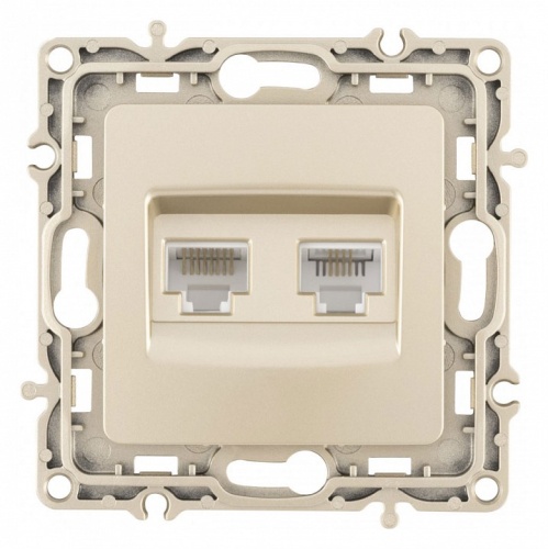 Розетка двойная RJ-11 и Ethernet RJ-45, без рамки Arte Milano am-217 217.44-1.shampan в Нижнем Новгороде